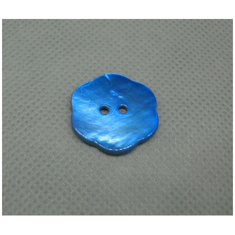 Bouton nacre fleur bleu gitane 21mm