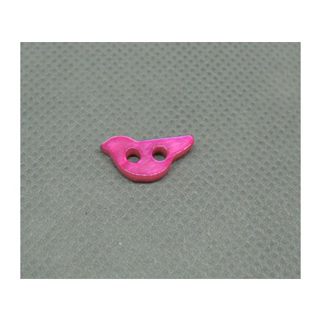 Bouton nacre oiseau fuschia 12mm