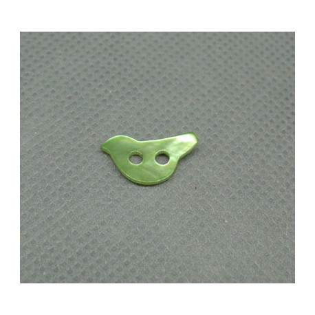 Bouton nacre oiseau vert anis 12mm