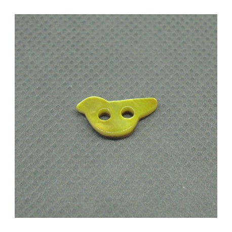 Bouton nacre oiseau jaune 12mm