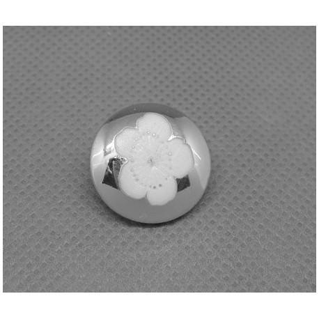 Bouton miroir fleur blanche 18mm