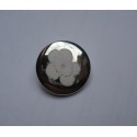 Bouton miroir fleur blanche 28mm