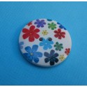 Bouton bois fleur  multicolores 30mm