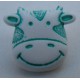 Bouton vache blanche verte 15 mm b8