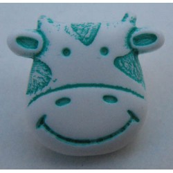 Bouton vache blanche verte 15mm 