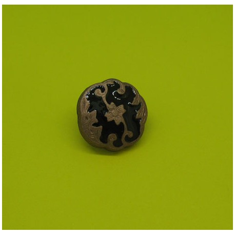 Bouton blason bronze émaillé noir 12mm