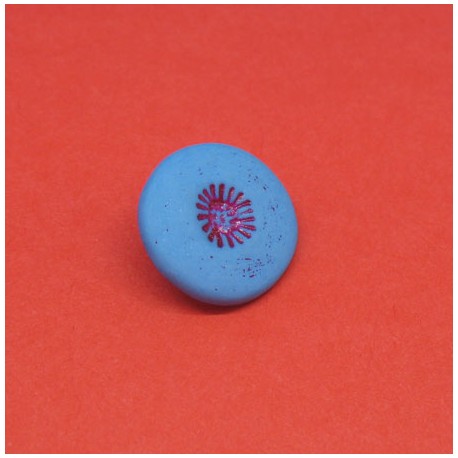 Bouton pistil bleu fuschia  15mm