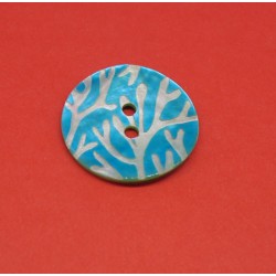 Bouton nacre corail turquoise 22mm