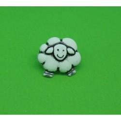 Bouton mouton blanc 16mm