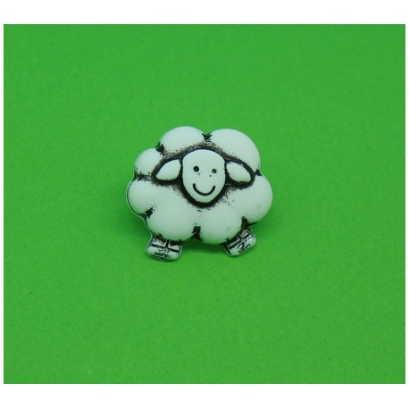 Bouton mouton blanc 16mm