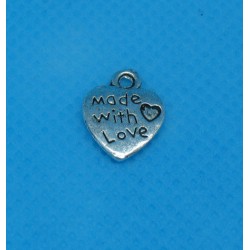 Charms 'made with love' argent 12mm