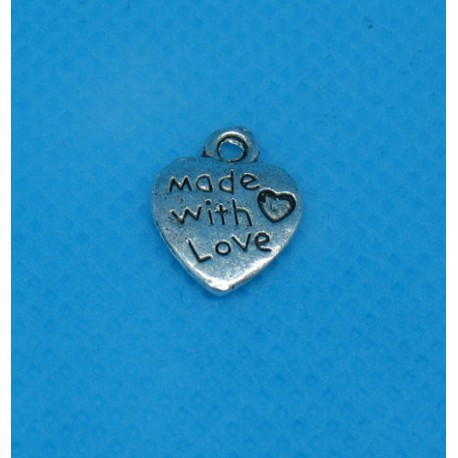 Charms 'made with love' argent 12mm