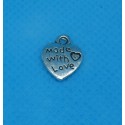 Charms  coeur made with love' argent 12mm