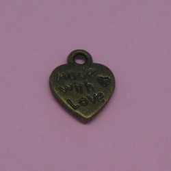 Charms coeur made with love' antique 12mm