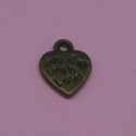 Charms coeur made with love' antique 12mm