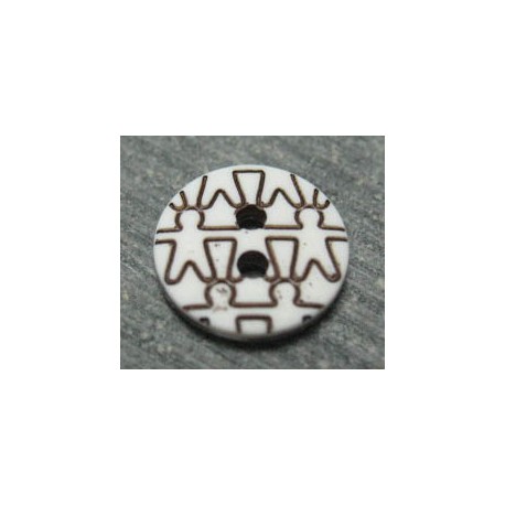 Bouton fraternité blanc noir 12mm