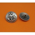 Bouton ancre relief vieil argent 19mm