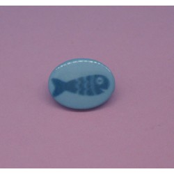 Bouton poisson oval bleu 16mm