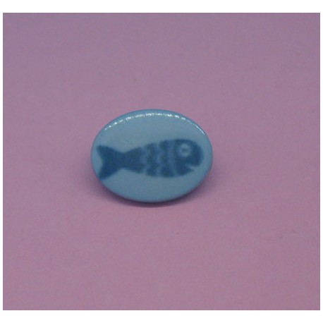 Bouton poisson oval bleu 16mm