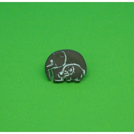 Bouton élephant blanc marron 16mm