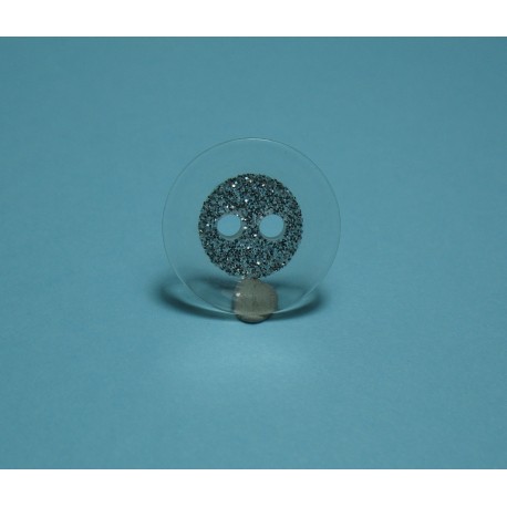 Bouton translucide fond paillettes 15mm