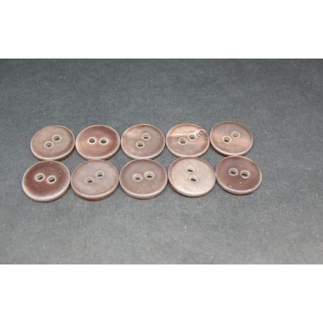 Lot 10 Boutons nacre riviere marron 13mm