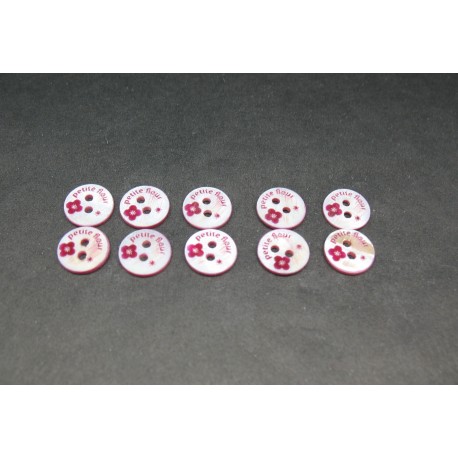 Lot 10 boutons nacre "petite fleur" fuschia 9mm