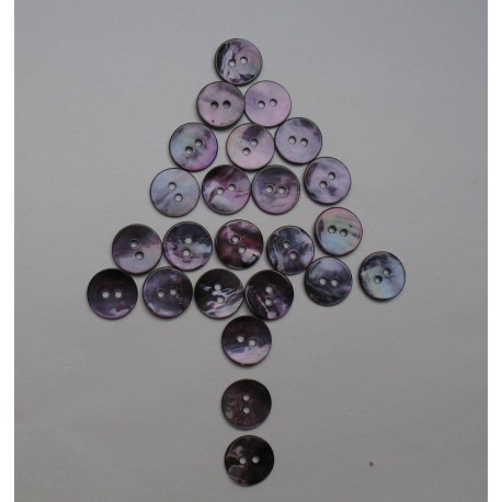 Lot 24 boutons nacre violette 13mm