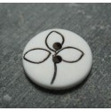 Bouton fleur trilobe blanc noir 15 mm b40