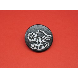 Bouton fleur noir blanc 26mm