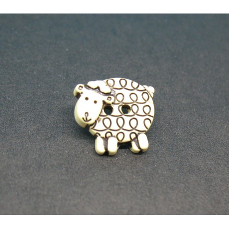 Bouton mouton frisé écru 15mm