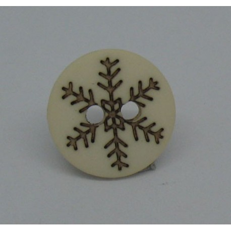 Bouton flocon neige écru 13mm