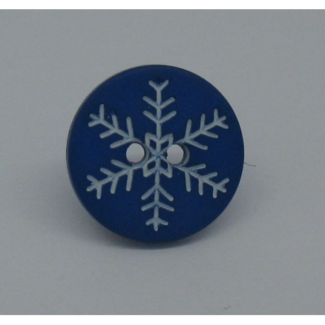 Bouton flocon neige bleu roi 15mm