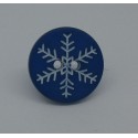 Bouton flocon neige bleu roi 15mm