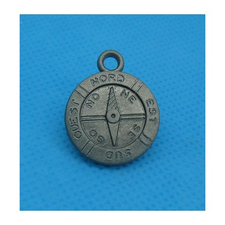 Pendentif boussole grise 18mm