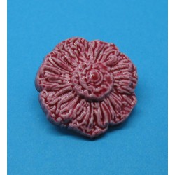 Bouton fleur émaillée rouge 25mm