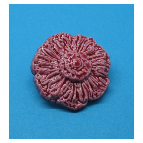 Bouton fleur émaillée rouge 25mm