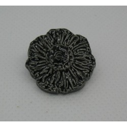 Bouton fleur émaillée noir 22mm