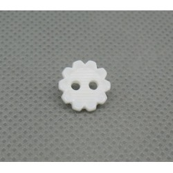 Bouton fleur striée blanche 10mm