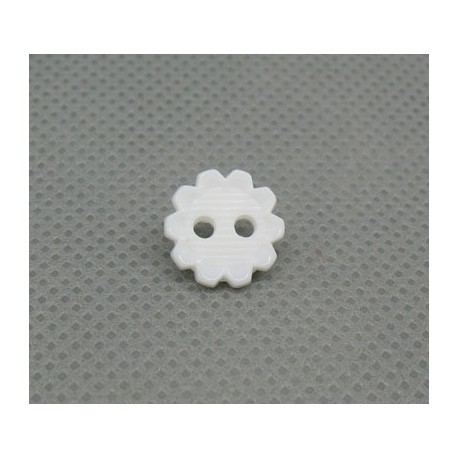 Bouton fleur striée blanche 10mm