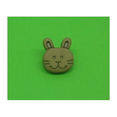 Bouton lapin marron  14mm