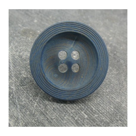 Bouton buis strié bleu raf 25mm