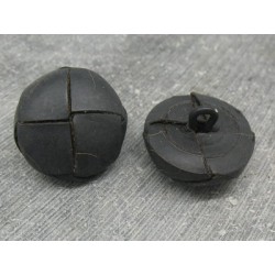 Bouton cuir bombé noir mat 21mm