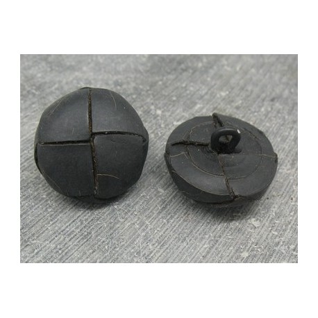 Bouton cuir bombé noir mat 21mm