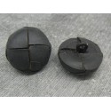 Bouton cuir bombé noir mat 21mm