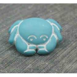 Bouton crabe turquoise 18mm