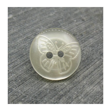 Bouton papillon gravé laser écru 15mm