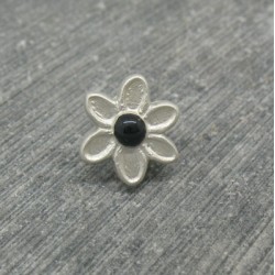 Bouton fleur 6 pétales gris noir 12mm