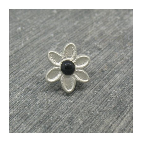 Bouton fleur 6 pétales gris noir 12mm