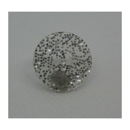 Bouton translucide paillette argent 18mm